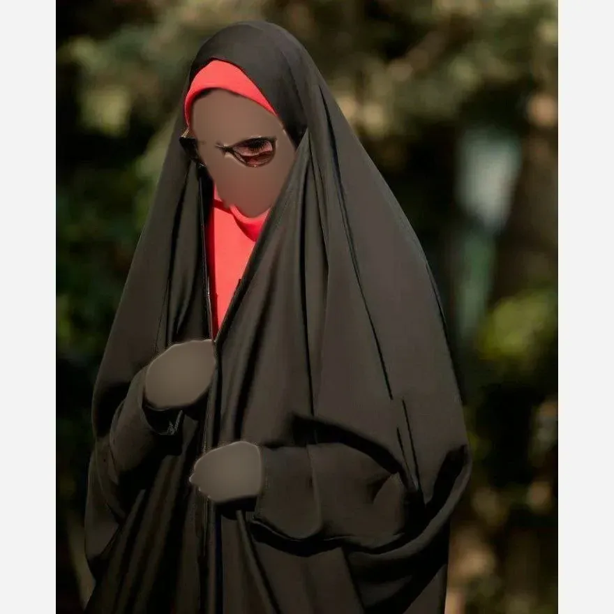 چادر لبنانی صدفی عرض زیاد کرپ حریر الاسود مشکی