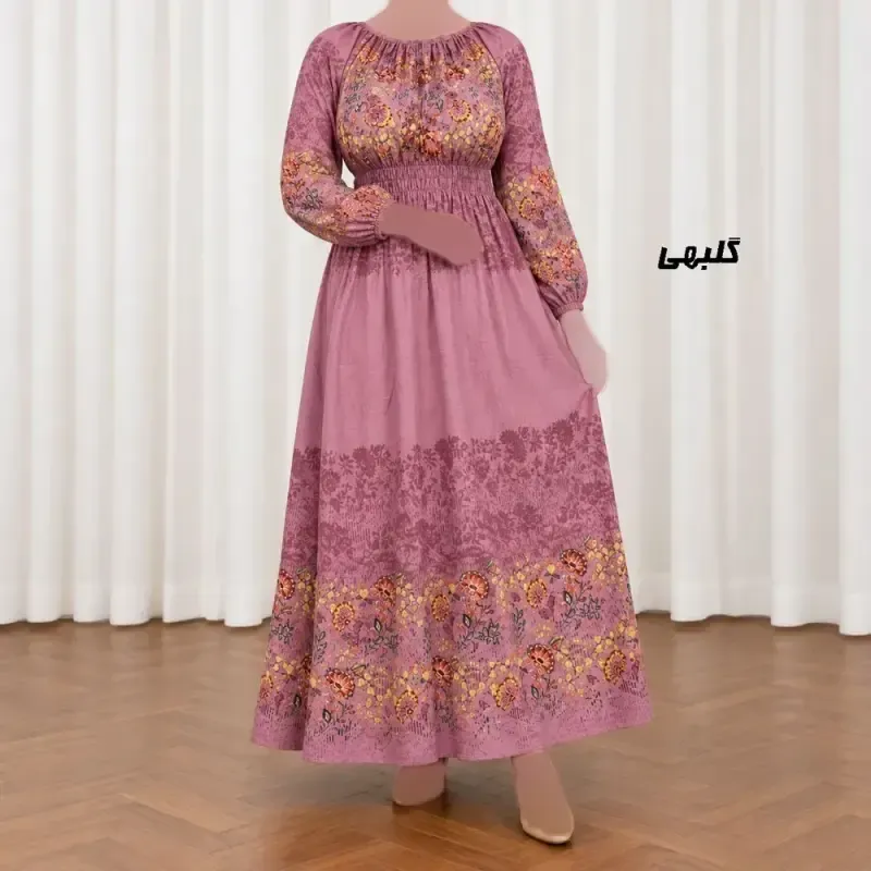 پیراهن ساحلی زنانه نخی کش دار طرح حاشیه برگ فری سایز