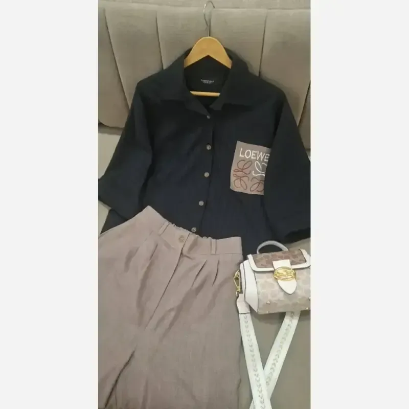 ست شومیز و شلوار لایرا سایز فری سایز 40 تا 50 درجه یک
