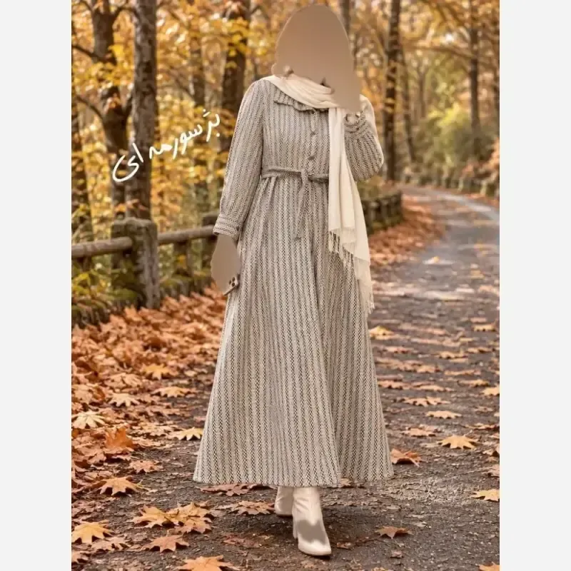 کفتان پیردوپل پشمی پاییزه و زمستانه فری سایز کمربنددار