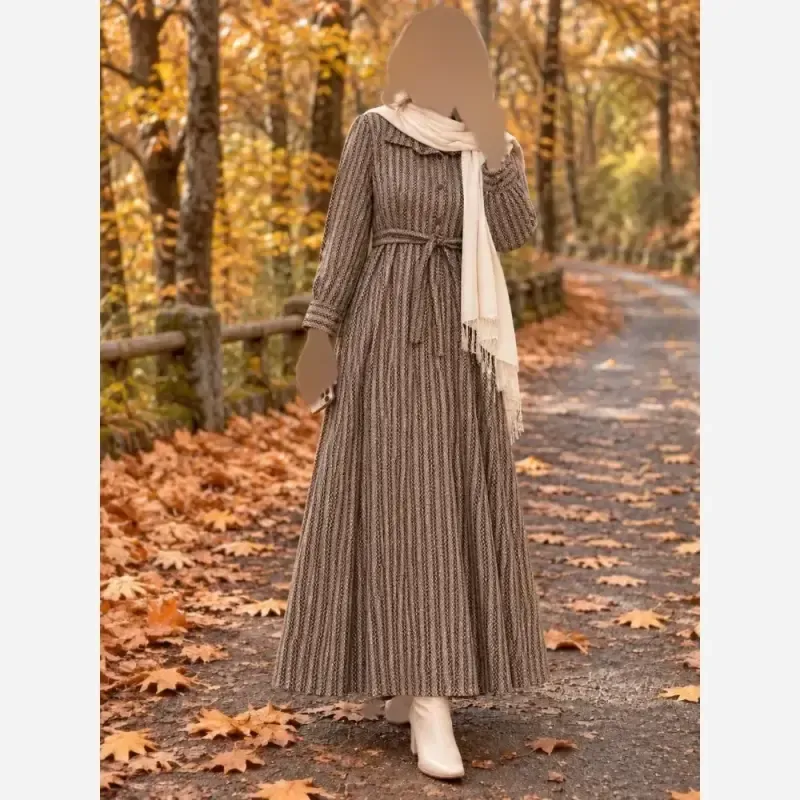 کفتان پیردوپل پشمی پاییزه و زمستانه فری سایز کمربنددار