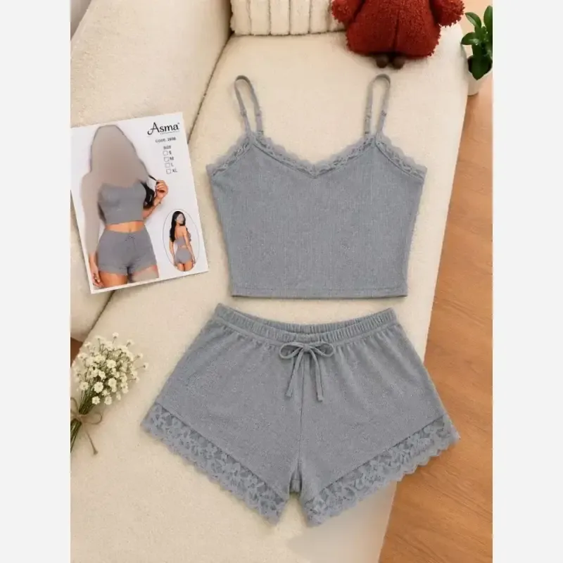 ست نیم تنه و شورتک کبریتی زنانه