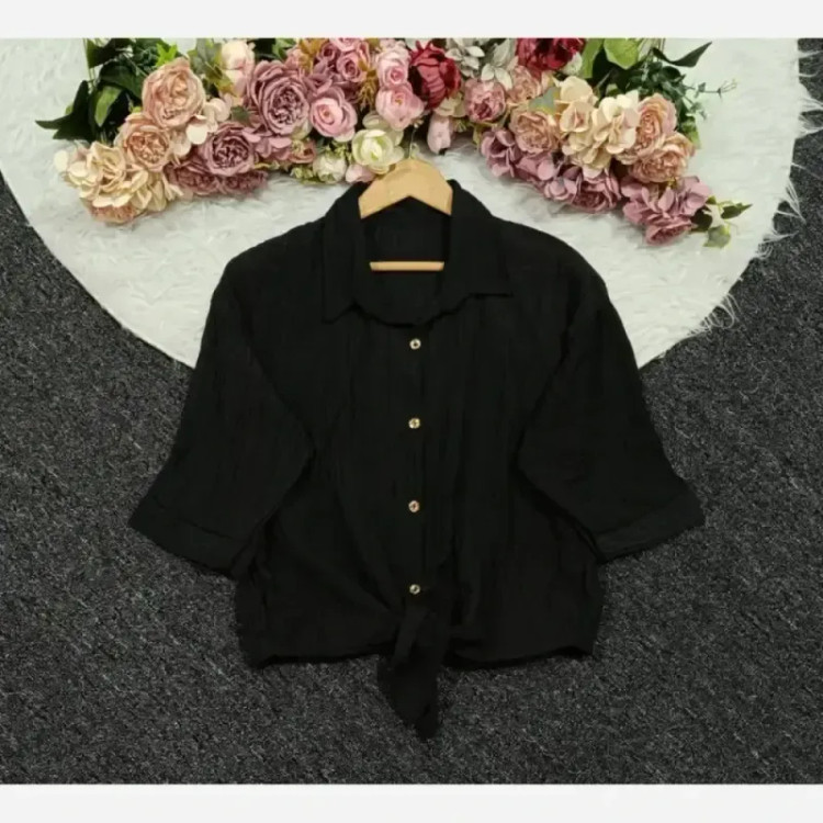 شومیز گره ای زنانه جنس آیوا کریستال فری سایز