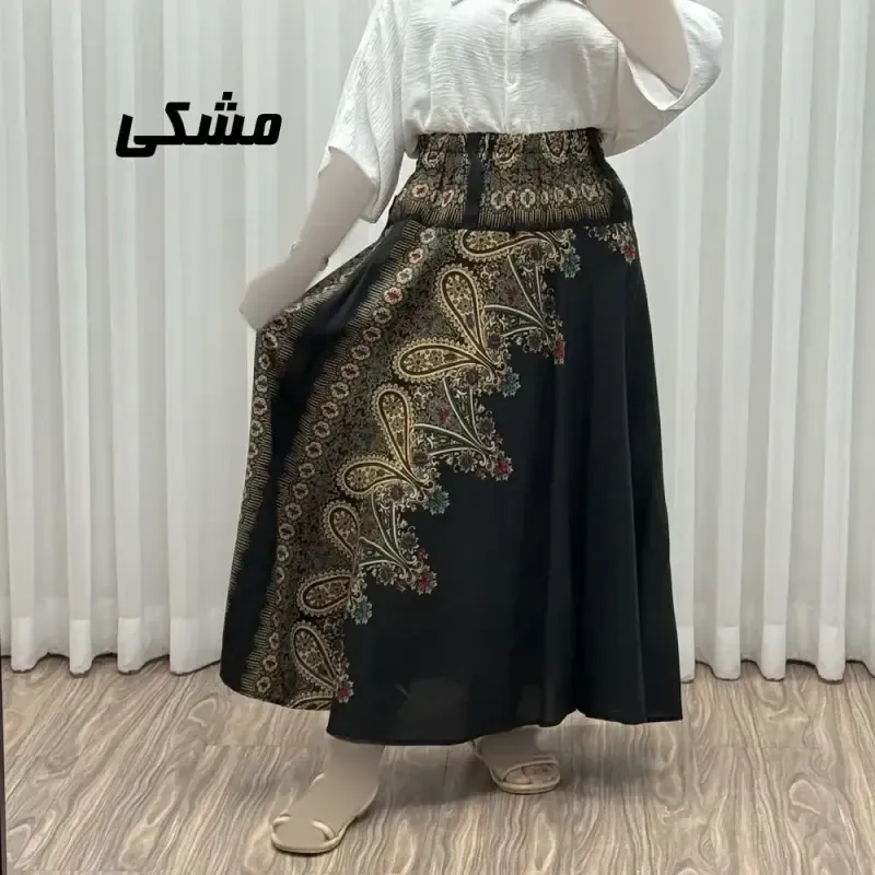 دامن وارداتی اندونزی مدل ترمه کد 1608 فری سایز مناسب تا سایز 48 قد 95 سانتیمتر سوپر نخ چهارفصل شیک و راحت