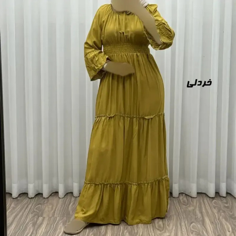 پیراهن ساحلی زنانه نخی مدل پرنسسی فری سایز مناسب تا 48 با کمربند