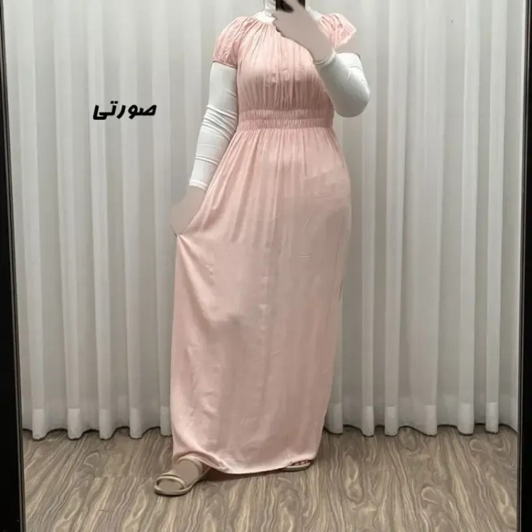 پیراهن ساحلی نخی زنانه و دخترانه آستین کوتاه فری سایز مدل باربی