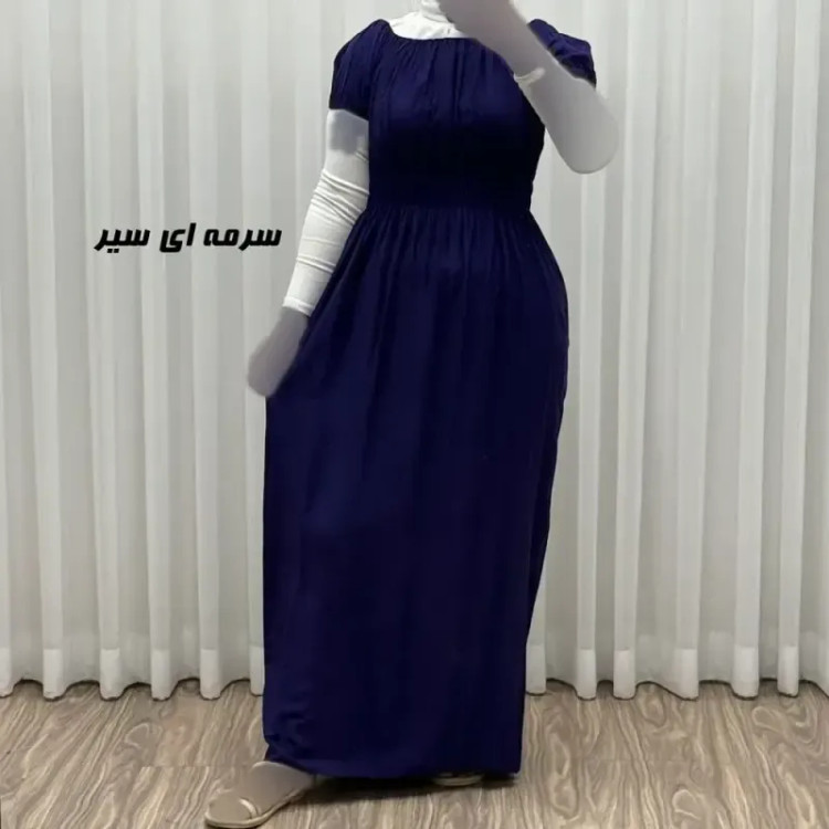 پیراهن ساحلی نخی زنانه و دخترانه آستین کوتاه فری سایز مدل باربی