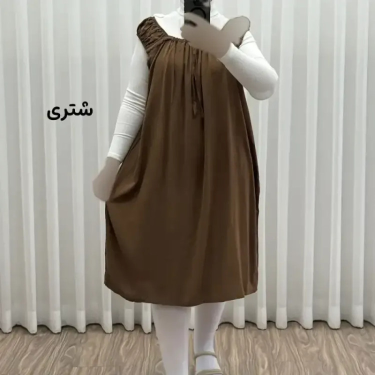 سارافون نخی زنانه کوتاه ساده فری سایز مناسب تا سایز 52