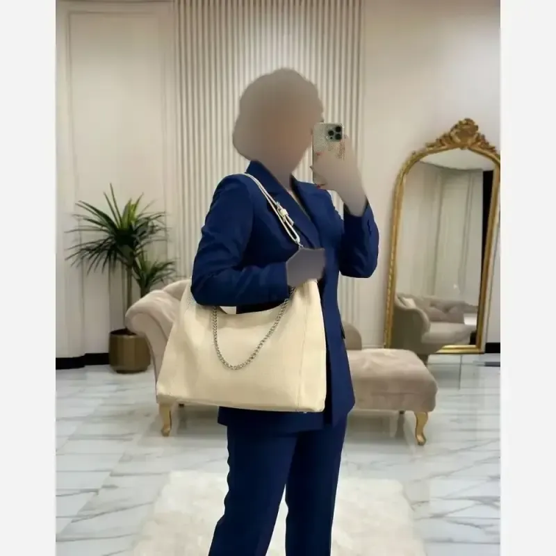کیف مدل راگو زنجیری جنس شرانگ وارداتی رنگ مشکی شکلاتی سفید کرم سورمه ای سایز 36 در 20