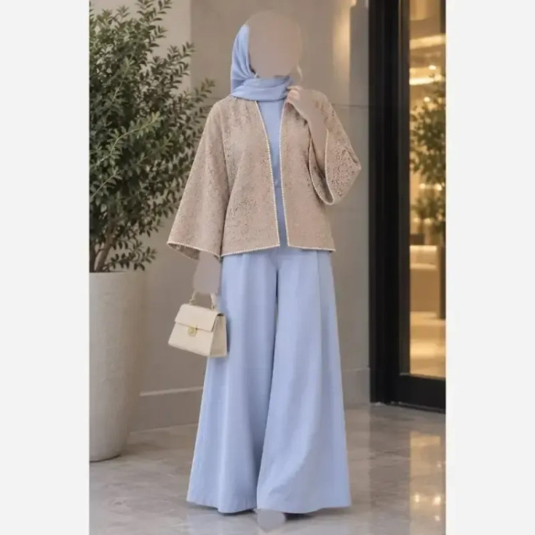 کت و شلوار مجلسی زنانه جنس گیپور دانتل و شلوار مازراتی رنگبندی سایزبندی
