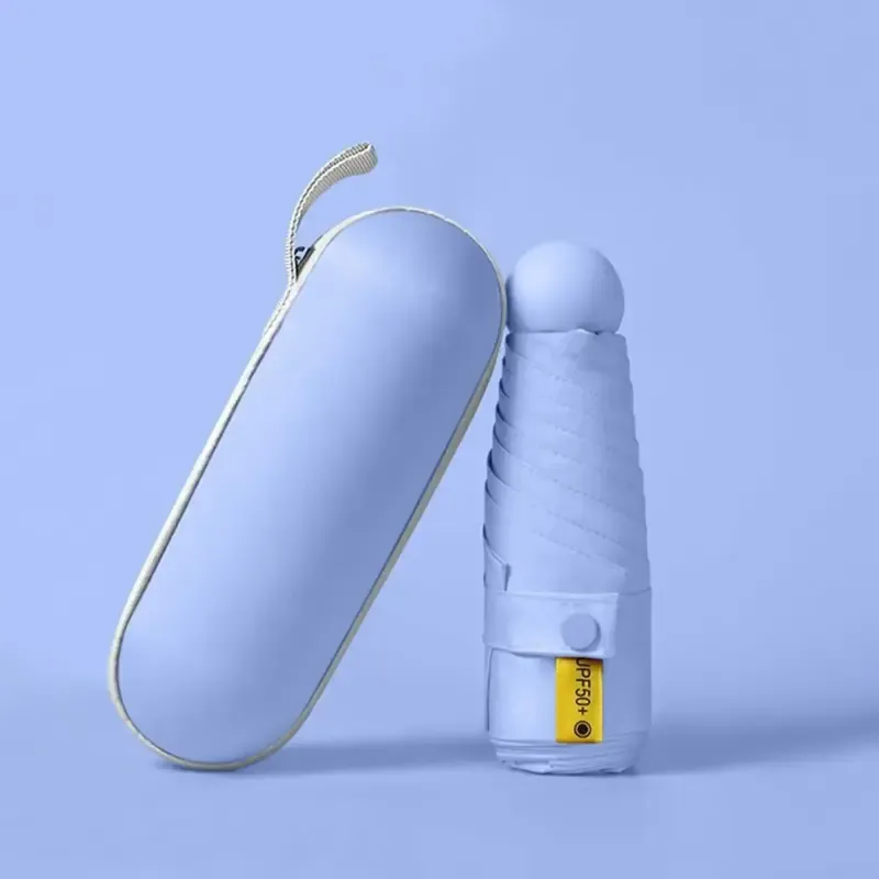 چتر جیبی کپسول دار مسافرتی ضد آب و ضد باد با محافظ آفتاب SPF 50