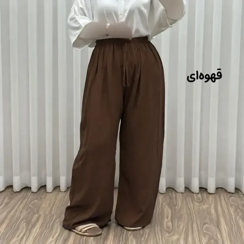 شلوار نخی زنانه راحتی فری سایز مناسب تا سایز 50 قد 107