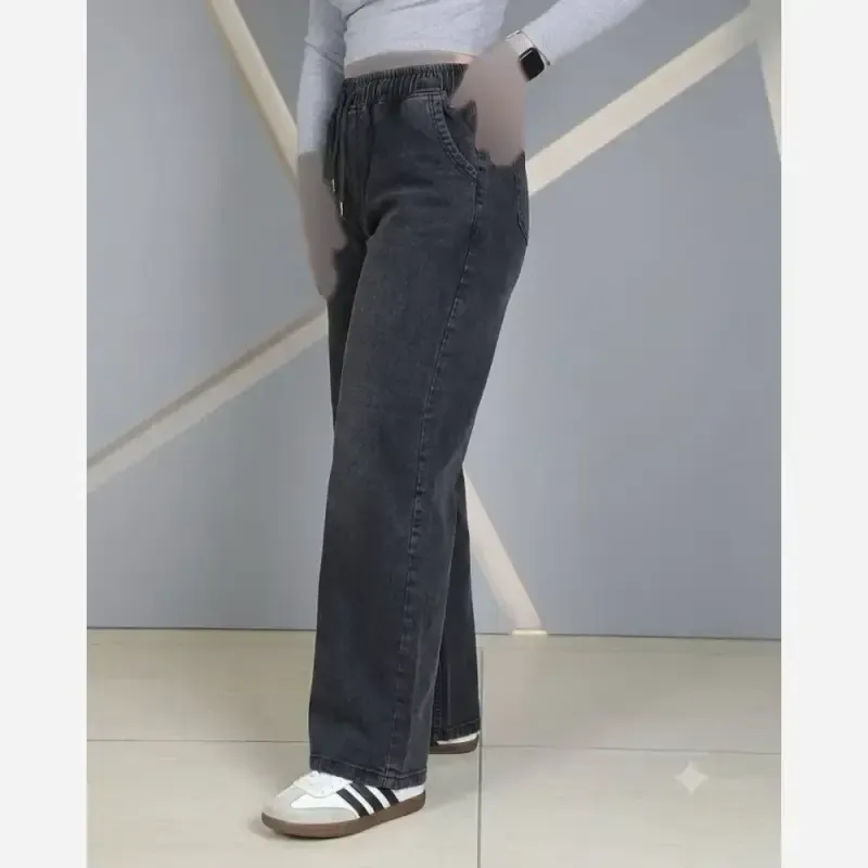 شلوار زنانه جین کاغذی بگ کمر کش قد 100